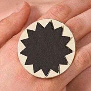 House of Harlow 1960 Black Leather Sunburst Cocktail Ring